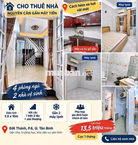 Cho thuê NC nhà đẹp cách vài m hẻm xe hơi đường đất thánh tân bình