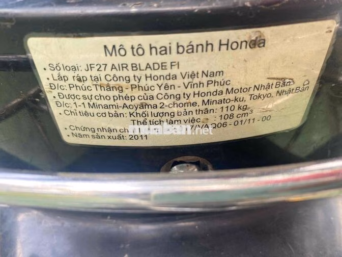 Honda Air Blade 110 2011 Đen, Bạc