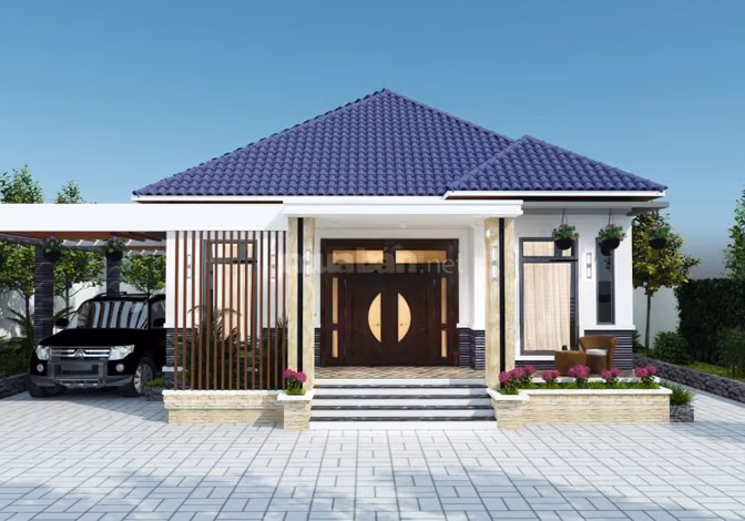 Căn nhà toạ lạc tại xã mỹ yên .không gian yên tỉnh thoáng mát .ao sen 