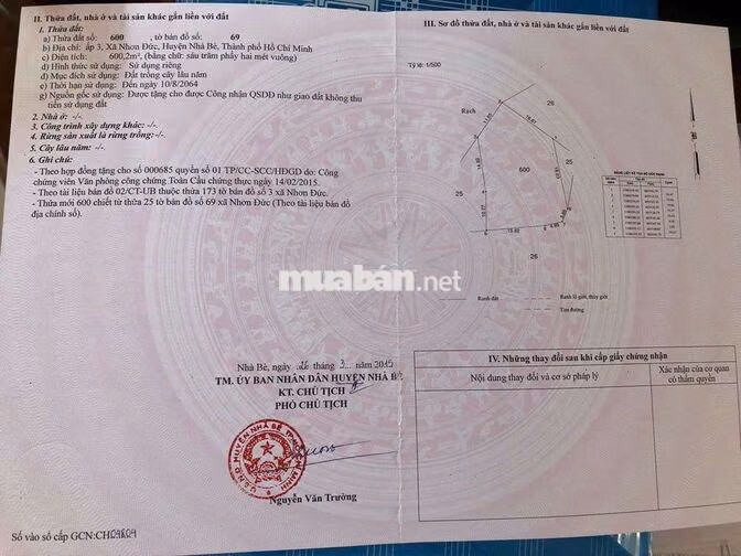 BÁN ĐẤT 2 MẶT TIỀN SÔNG NHÀ BÈ TPHCM