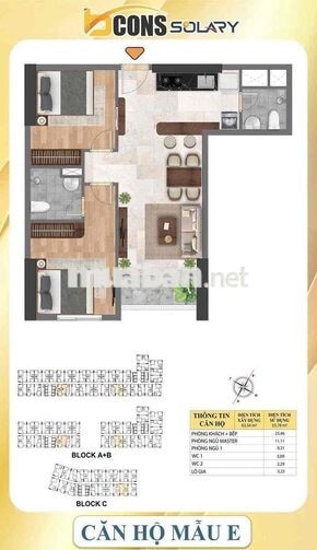 Sang nhượng lại căn 2PN 2WC 63m2 Bcons Solary rẻ hơn giá CĐT