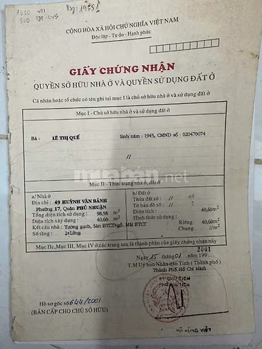BÁN NHANH CĂN NHÀ MẶT TIỀN HUỲNH VĂN BÁNH CÓ 8 PHÒNG NGỦ