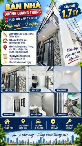 [SHR] Hẻm 2m Quang Trung 1 Trệt 3 Lầu 3PN 2WC 