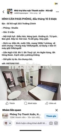 MÌNH CẦN PASS PHÒNG, đầu tháng 10 ở được