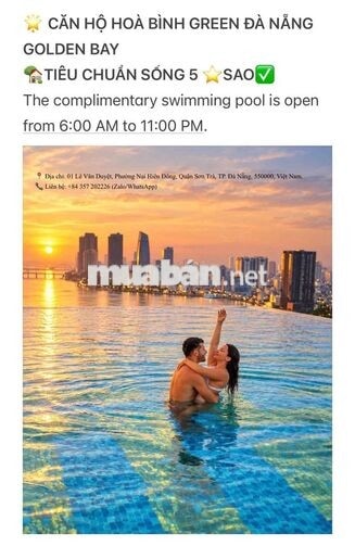 CHO THUÊ CĂN HỘ HOÀ BÌNH GREEN ĐÀ NẴNG GOLDEN BAY THEO THÁNG