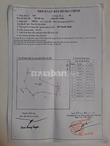 BÁN GẤP 2.255m2 ĐẤT Ở 100% - CÁCH NHỰA 25M - XÃ MỸ AN, TÂY NINH 