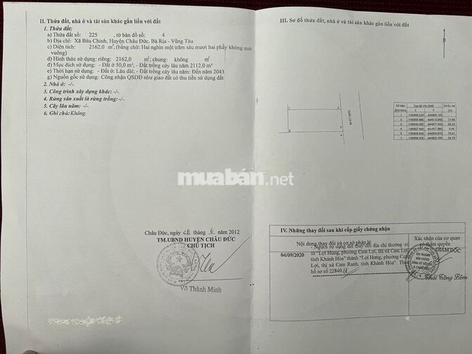 BÁN ĐẤT MẶT TIỀN QUỐC LỘ 56 - BÀU CHINH, CHÂU ĐỨC - DỆN TÍCH KHỦNG