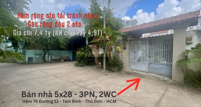 Nhà rộng 5x28m - sân 2 ô tô - giá 7,5 tỷ | Tam Bình, Thủ Đức | TP.HCM