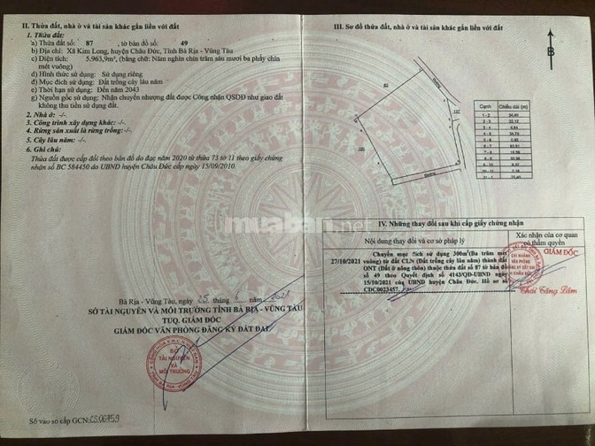 BÁN NHANH LÔ ĐẤT NÔNG NGHIỆP 6 SÀO VỊ TRÍ CỰC ĐẸP TẠI KIM LONG , BRVT