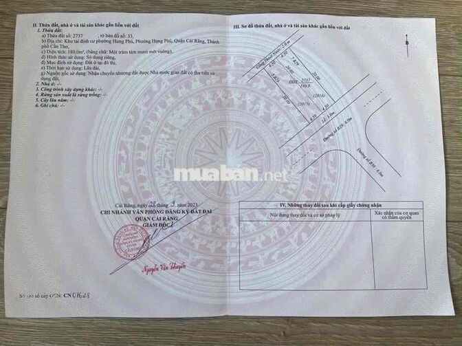 BÁN ĐẤT MẶT TIỀN HƯNG PHÚ , CÁI RĂNG , CẦN THƠ