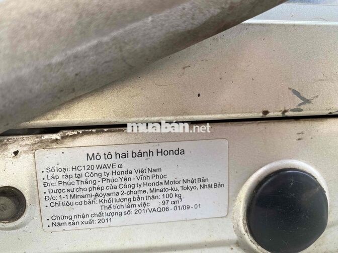 Honda Wave Anpha 100 2012 Bstp Máy Zjn Chưa Rớt