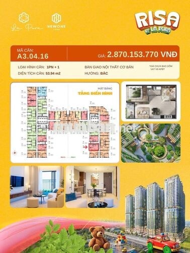 Căn Risa 1PN+ Giá Gốc CĐT - Thanh Toán Chỉ 15% Ngưng đến 2027 Nhận Nhà