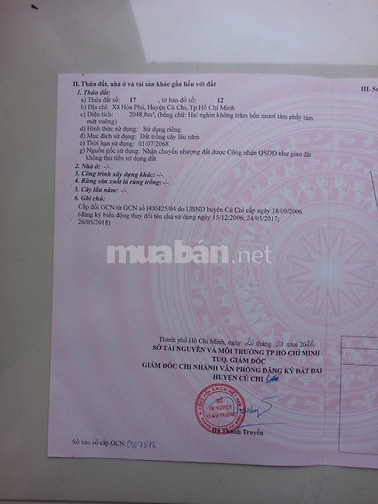 Đất Gần Sông Sài Gòn 100 mét , khu vực Hòa Phú, Củ Chi