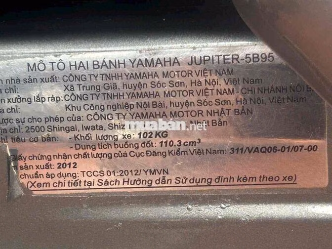 Yamaha Jupiter Gravita 2012 Xám 48864 km