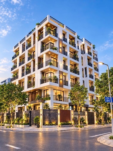 Toà nhà góc 2 MT Làng đại Học ABC , Phước Kiển . DT: 20x30 . Hầm 5,5L