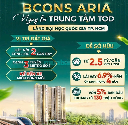MUA CĂN HỘ 2 PHÒNG NGỦ CẠNH LÀNG ĐẠI HỌC VÀ TUYẾN METRO SUỐI TIÊN
