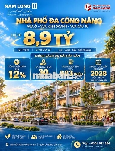 Nhà phố Nam Long II từ 8,9 tỷ: 264m² vừa ở vừa kinh doanh