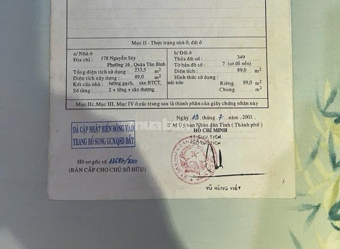 Chính chủ cần bán nhà mặt tiền kinh doanh quận Tân Phú Tp HCM