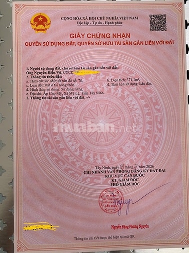 BÁN NHÀ VÀ ĐẤT 371 M VUÔNG THỔ CƯ GIÁ 1.3 TỶ