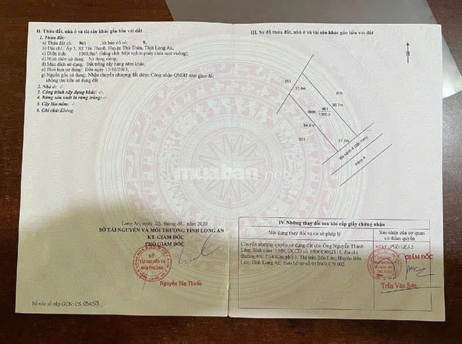 Bán đất mặt tiền kênh 4 ấp 3 Tân thành thủ thừa Long an 
