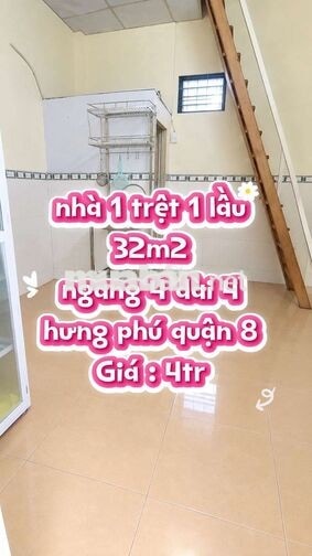Thuê nhà DTSD 32m2 giá 4tr đường hưng phú quận 8 