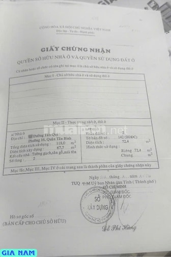BÁN NHÀ MẶT TIỀN KINH DOANH : 48A TÂN QUÝ - P. TÂN QUÝ - Q. TÂN PHÚ