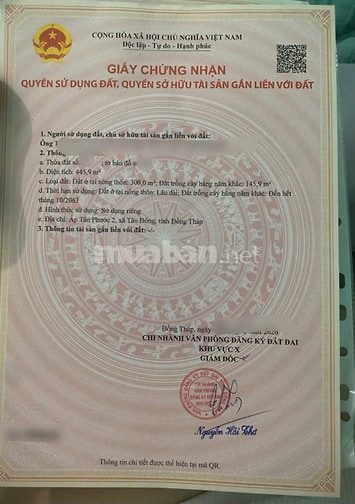 Bán đất gần KCN Gia Thuận, xã Tân Đông, Đồng Tháp, shr khu dân cư đông