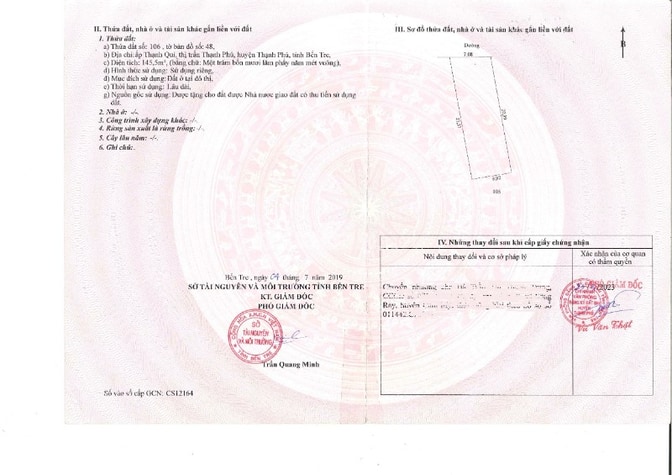 bán quyền sử dụng đất tại thửa đất số: 106, tờ bản đồ số: 48