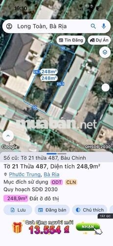 CHÍNH CHỦ BÁN ĐẤT Ở, 250M², 10M × 25M, KẾ CÔNG VIÊN BÀ RỊA