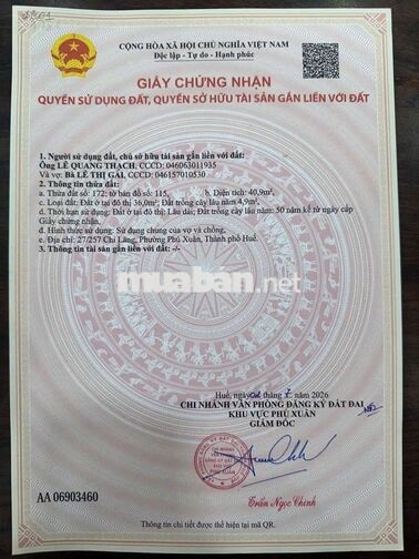 BÁN NHÀ KIỆT Ô TÔ, CHI LĂNG. HUẾ (1TYR 350