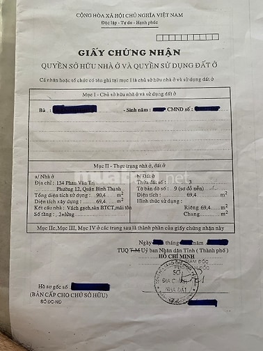 Chính chủ bán nhà mặt tiền Phan Văn Trị Bình Thạnh 