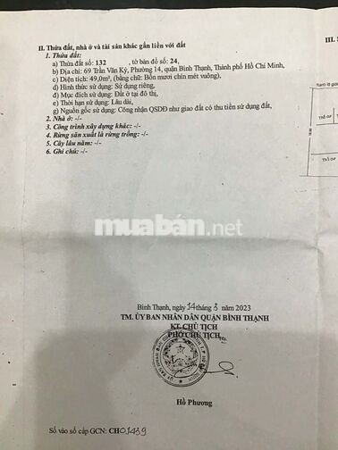 Chính chủ bán nhà mặt tiền đường Trần Văn Kỷ, Bình Thạnh