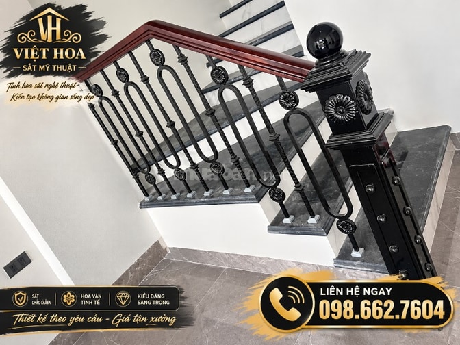 Cầu thang sắt mỹ thuật đẹp Ninh Bình