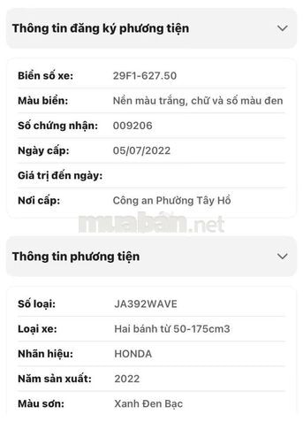 Honda Wave A 110 2022 Xanh 33781 km
