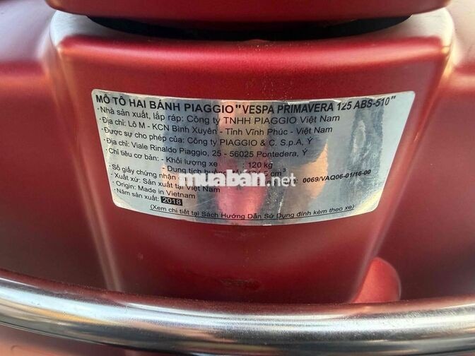 Piaggio Vespa Primavera 2018 Đỏ 1.8 vạn