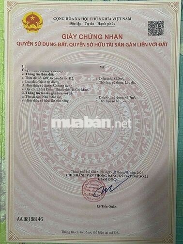Bán Lô Đất Đg Tô Ký Giáp Q12 DT 5m x 18m Gia 3.5 Tỷ  Vị Trí Đẹp