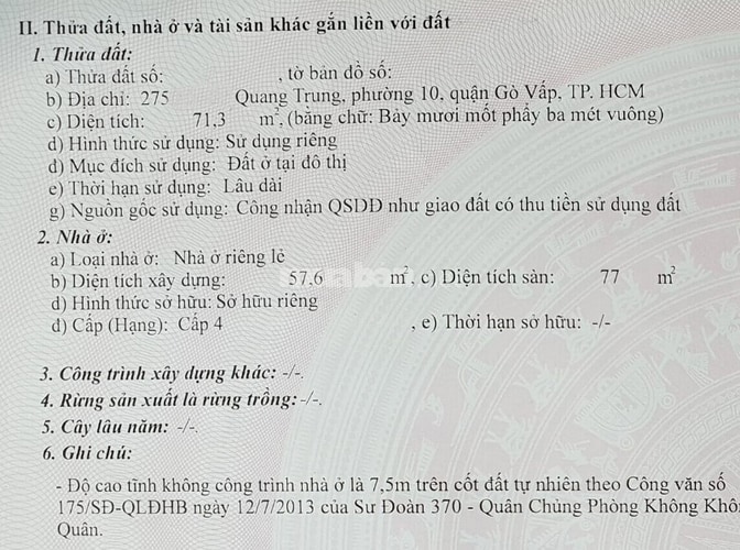 Bán nhà Quang Trung, Phường 10, Gò Vấp, ngang 5m dài 14,65m, 5.68 tỷ