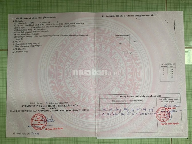 Lô đất full thổ đẹp 75,7m2 ngay trung tâm Diên Lạc giá tốt 860 triệu.