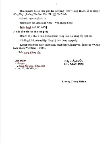 cung cấp dịch vụ thuê xe ô tô phục vụ vận hành thử nghiệm CHKQT LT