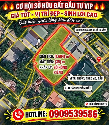 1604 m2 có sẵn 200 m2 thổ cư kế bên chùa Tùy Hỷ Hóc Môn 
