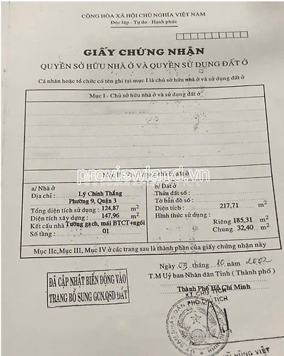  Bán nhà mặt tiền Lý Chính Thắng Quận 3, 217m2, 2 tầng, giá tốt 105 tỷ