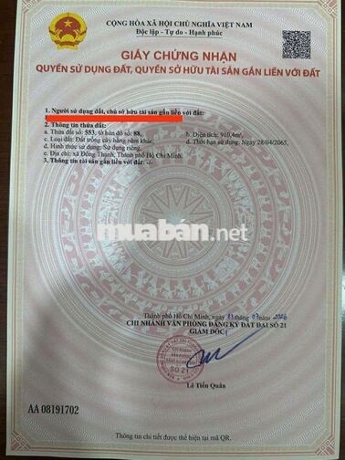 Bán đất Nhị Bình Hóc Môn TP HCM 