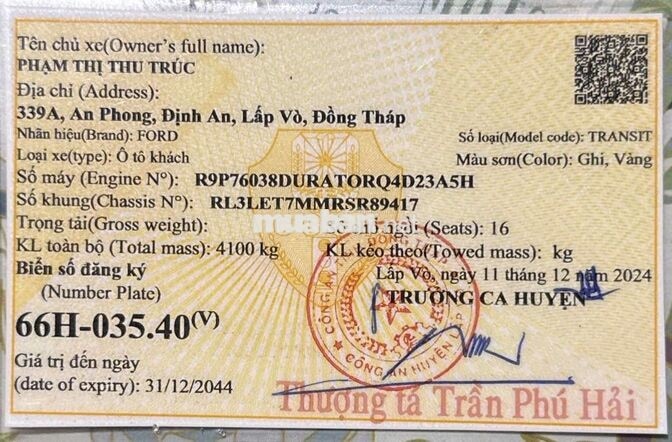 TRANSIT TREND 2024 MẪU MỚI 92000KM BH 1 NĂM