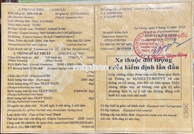 TRANSIT TREND 2024 MẪU MỚI 92000KM BH 1 NĂM