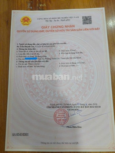 BÁN NHÀ HẺM 3M (0XH) LÝ THÁI TỔ, P.10, Q.10, 7,65 TỶ