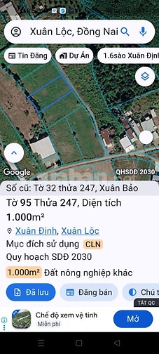 Bán đất xã Xuân Định.Xuân Lộc.1 tỷ 250