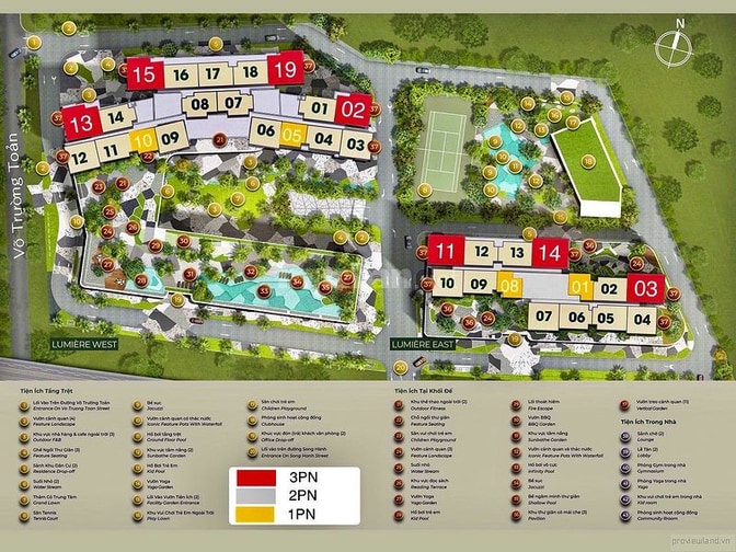 Căn hộ bán Lumiere Riverside 3 phòng ngủ tầng trung view sông 95m2