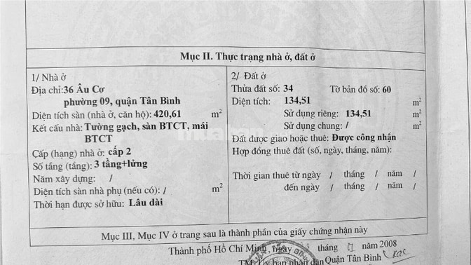Chính Chủ bán nhà mặt tiền 36 Âu Cơ- Đang cho ngân hàng thuê
