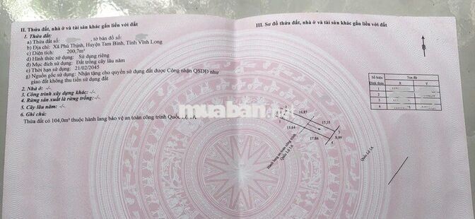 Bán đất 200m² mặt tiền QL 1A ngang 6m gần cầu Phú An, Xã Song Phú