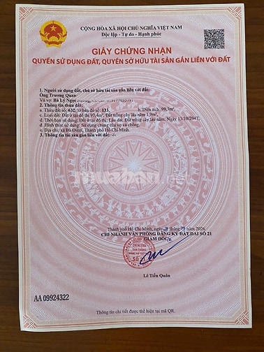 Cần bán đất thổ cư 100m2 gần chợ Trung Chánh đường Nguyễn Ảnh Thủ